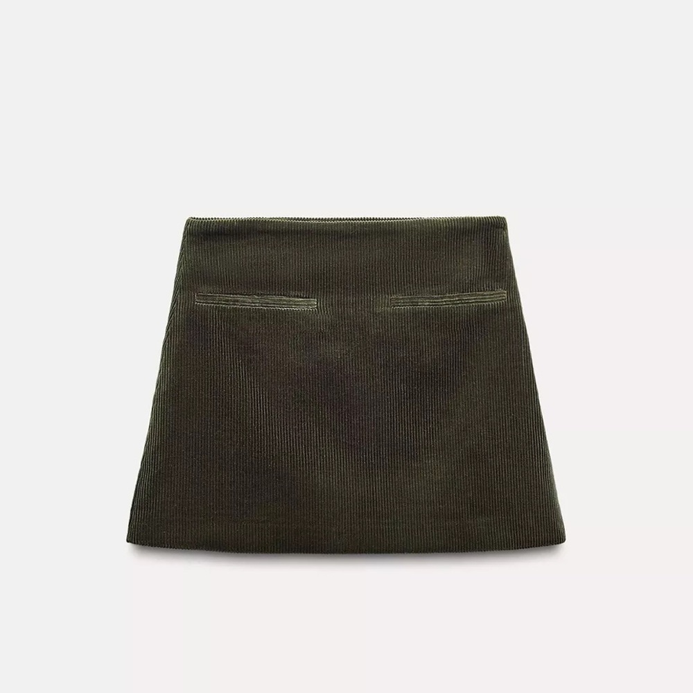 Zara Corduroy Mini Skirt Olive Green